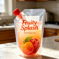 Pochette à bec verseur transparente personnalisée de qualité supérieure, anti-fuite, pour jus et boissons, avec bouchon à vis sécurisé pour boissons aux fruits