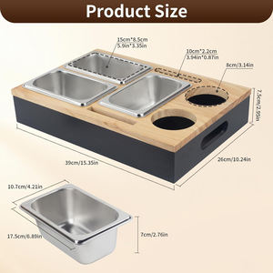 Organisateur de canapé en bois, barre de rangement pour canapé, boîte de rangement pour collations, plateau avec 2 porte-gobelets et support pour télécommande - Product Image 4