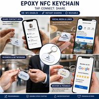 Llavero NFC de epoxi de 13.56MHz con UID de 7 bytes, etiqueta inteligente para compartir URL, redes sociales y negocios digitales.