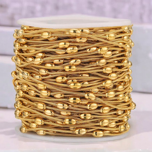 Wholesale 18K Gold PVD Plated Round Bead Snake <b>Chain</b> | Vacuum Electroplated Snake <b>Chain</b> for Necklace - Product Image 4