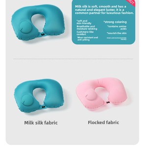 Oreiller de voyage gonflable personnalisé en forme de U, coussin d'air portable pour le cou avec sac de rangement, logo personnalisé - Product Image 6