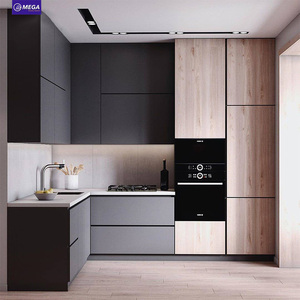 Hiện đại <span class=keywords><strong>Modular</strong></span> tủ bếp tùy chỉnh tủ bằng gỗ với bồn rửa và đá cẩm thạch Countertop nhà máy giá thiết kế mới - Product Image 1