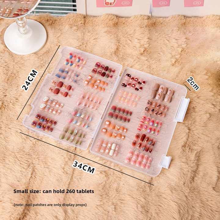 Large Transparent Nail Display Box with Clip Design Recyclable False Press on Nail Packaging for Cosmetic Industry