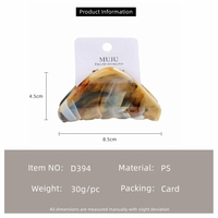 MUJU D394 Pinces à cheveux triangulaires motif marbre 8,5 cm 30g Pinces requin triangulaires texture coquillage Prêt à la vente MOQ
