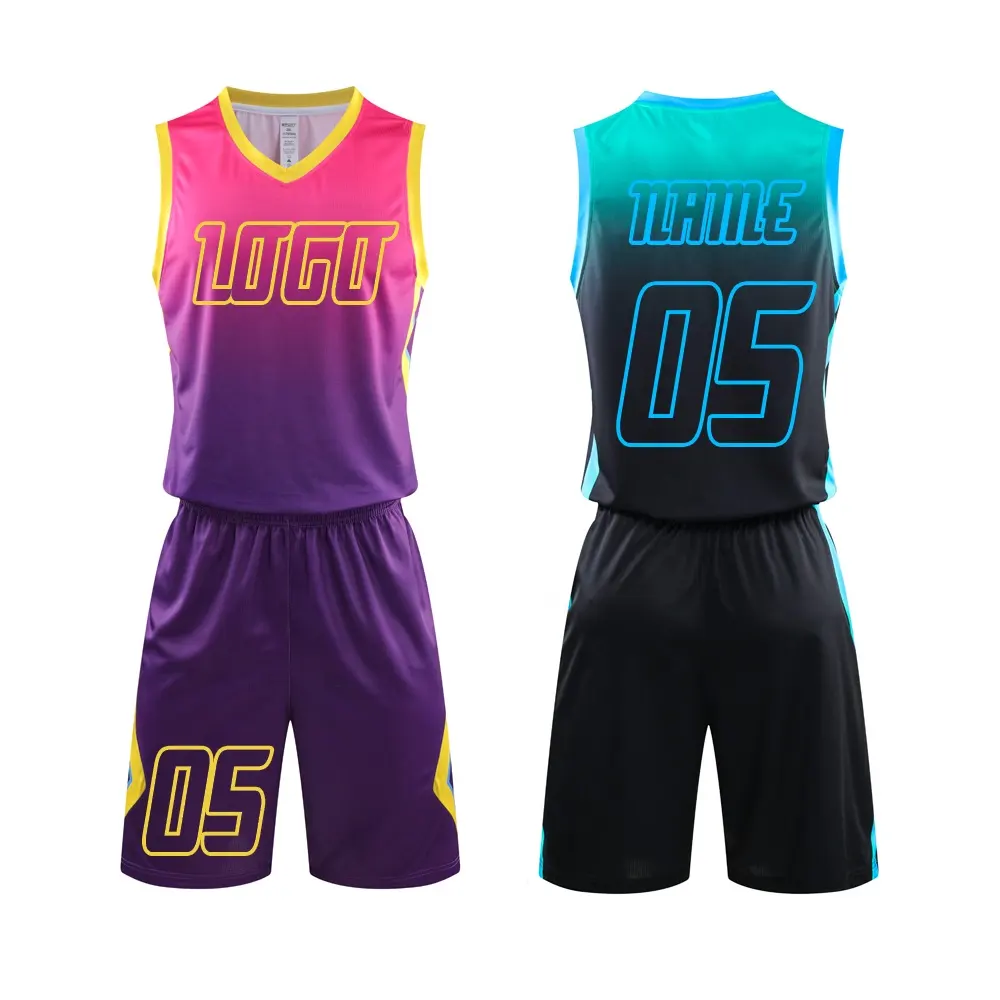 Dropshipping Custom Name Number Kids & Adult College Basketball Jerseys Polyester Basketball Jersey Basketball Uniforms Set