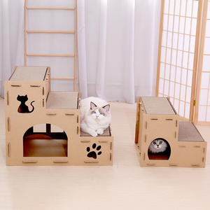 Casa de madera para gatos domésticos de tres capas de doble capa, casa rascadora para gatos de interior con papel corrugado, tablas para rascar gatos - Product Image 6