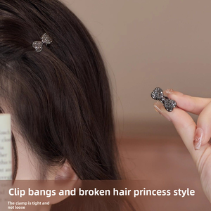 Mini barrettes à cheveux en strass <span class=keywords><strong>avec</strong></span> nœud, pince bec de canard latérale, pince à cheveux en cristal haut de gamme, accessoires pour cheveux pour femmes - Product Image 3