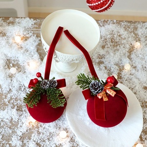 Cloche de Noël nordique en plastique floqué, texture velours, pendentif décoratif, ornement suspendu pour vitrine - Product Image 4