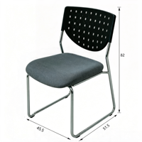 Chaise de conférence ergonomique moderne rembourrée en tissu, siège de réunion avec dossier solide et base en métal pour bureaux et salles de réunion scolaires