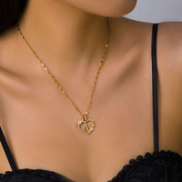 Collier en acier inoxydable QIUHAN plaqué or 18 carats avec pendentif en forme de cœur et lettre A-Z, fleur émaillée, bijoux pour femmes, cadeau pour filles, collier avec 26 lettres