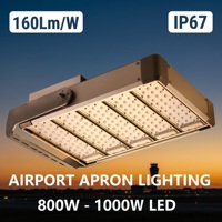 Éclairage d'enceinte aéroportuaire IP67 800W-1000W Projecteur LED résistant à la saleté 160Lm/W Optique asymétrique CRI 70 Garantie 5 ans Contrôle par application