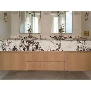 hand carved wall mounted calacatta viola marble bathroom sink