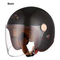 Casco BEON BR11 de Fibra de Carbono 3/4 con Doble Visor, Certificado 3C, Diseño Retro Abierto para Motocicleta y Bicicleta Eléctrica, Ligero para Todas las Estaciones