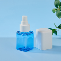 Bouteille pulvérisateur carrée transparente bleue en PET écologique de 50 ml, 80 ml, 100 ml, 120 ml, 150 ml, calibre 24, emballage cosmétique en plastique vide