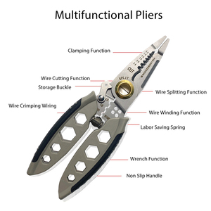 Alicates Multifunción Mini Manuales para Pelar Cables, Métricos, OEM, de 7 Pulgadas, Acero Inoxidable, Mango de Agarre Suave, Cortador de Cables - Product Image 2