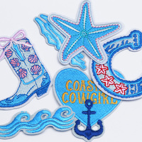 Offre Spéciale : Patchs Brodés Thème Océan, Motif Vague de Surf Bleu Clair, à Thermocoller pour Chapeaux, Sacs, Vêtements DIY – Vente en Gros