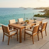 Meubles de jardin, table et chaises de jardin pour villa, ensemble de salle à manger extérieure en teck de luxe, table extérieure pour hôtel, ensemble de salle à manger extérieure pour hôtel