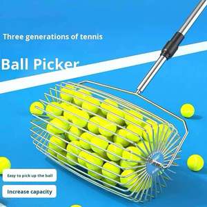 PATS SPORT PAT-AS-10 Ramasseur de balles de tennis et de pickleball portable léger en acier inoxydable sans bordure noir réglable 103x36cm - Product Image 1
