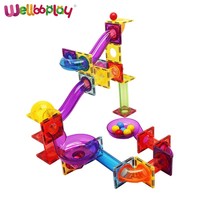Pista Magnética de Canicas, Juguete Educativo, Bloques de Construcción, 50 Piezas, Plástico ABS, Circuito de Carreras, Juego de Inteligencia con Fichas