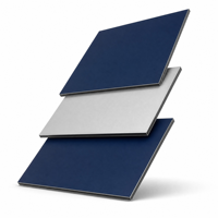 Panneau composite en aluminium bleu PVDF de qualité supérieure |   Matériau de revêtement léger et résistant aux intempéries pour les façades de bâtiments