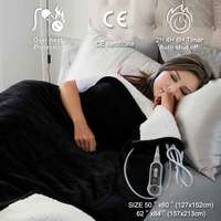 Plaid chauffant électrique pour chambre d'hiver, 5 niveaux de chauffage, 4 heures d'autonomie, super doux en flanelle et sherpa, chauffe rapide, lavable, certifié ETL