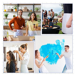 Tablier personnalisé <span class=keywords><strong>de</strong></span> haute qualité avec logo pour femmes et hommes, noir, avec poches et liens, pour serveurs, serveuses, chefs et personnel d'accueil. - Product Image 2