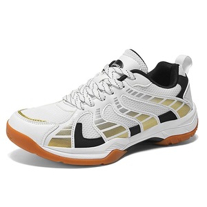 Chaussures de sport respirantes en maille blanche et noire avec semelle en caoutchouc, antidérapantes et amortissantes, pour hommes - Product Image 3