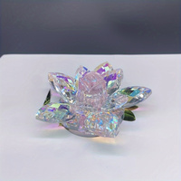 Figurine de fleur de lotus en cristal de verre AB scintillant personnalisée pour la décoration de la maison et la collection d'art