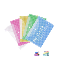 Pochette à documents A4 transparente en PP imperméable avec logo personnalisé, fermeture à bouton pression, multicolores, organiseur de documents de bureau