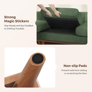 Sofá Modular en Forma de L Loveliving Green, Sofá de 3 Plazas de <span class=keywords><strong>Pana</strong></span> con Otomana Móvil, Sofá Seccional de <span class=keywords><strong>Tela</strong></span> para Sala de Estar o Apartamento - Product Image 6