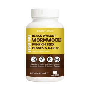 Extrait de graines de citrouille, clou de girofle et <span class=keywords><strong>ail</strong></span> <span class=keywords><strong>en</strong></span> marque blanche pour le soutien digestif, immunitaire et énergétique – Capsule de noix noires et d'armoise - Product Image 4