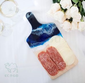 Planche à découper en bois thème océan avec poignée ou plateau de service à fromage plateau de fête décor côtier - Product Image 1