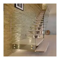 Современная комнатная небольшая лестница из нержавеющей стали, деревянная Прямая лестница