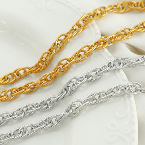 Stainless Steel <b>Chain</b> Necklace Set Unisex Fashion Jewelry Gold Silver Tone Interlocking Design Trendy Style - Product Image 1