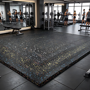 Tapis de sol de gym en caoutchouc noir moucheté, tapis d'exercice anti-fatigue haute résistance pour centre de fitness et usage domestique - Product Image 1