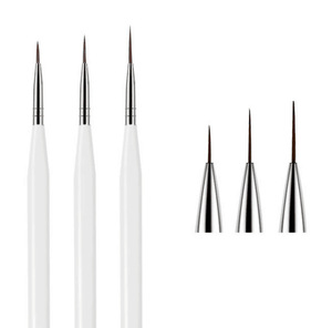 Lot de 3 pinceaux liner blancs en fibre de nylon pour nail art, stylo à dessin pour lignes et motifs floraux sur vernis gel - Product Image 6
