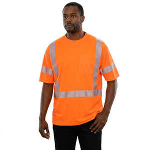T-shirts de sécurité réfléchissants à manches longues bon marché en polyester, personnalisez votre logo, impression par transfert thermique, vêtements de travail unisexes - Product Image 1