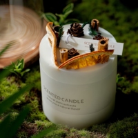 Coffret Cadeau de Luxe Bougie Parfumée Personnalisable avec Logo, aux Fleurs Séchées et Cire de Soja pour Décoration