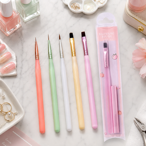 Lot de 5 pinceaux multi-usages pour nail art, poils en nylon souples, sans traces, stylo de dessin, outil de manucure en gros pour salon de beauté - Product Image 1