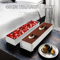 Boîte à tiramisu en aluminium de 40 cm, récipient en métal pour tiramisu avec couvercle transparent pour la cuisson et le service, moule à gâteau tiramisu