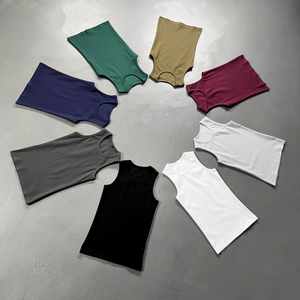 Camiseta sin mangas de algodón y elastano de alto gramaje, tejido acanalado, cuello redondo, con logo personalizado, para uso casual. - Product Image 5