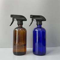 Vente chaude 120ml 240ml 8oz 15oz Bouteille de pompe en verre ambré Distributeur de savon vide Conteneurs rechargeables Bouteille de shampooing en verre boston