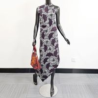 Kain Ankara Floral Ungu 115cm, Kain Cetak Lilin Afrika Poliester, Motif Bunga Botani untuk Gaun Wanita, Bahan Jahit