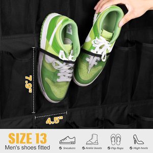 Over The Door Shoe Rack 35 Pockets Oxford Fabric Hanging Organizer For Shoes Behind Doors On Walls <b>Black</b> - Product Image 3