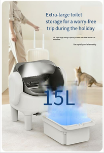 Bac à <span class=keywords><strong>litière</strong></span> pour chat automatique intelligent à nettoyage automatique en acier inoxydable, commande à distance par application, grande capacité de 74 L, protection de sécurité, dessus ouvert - Product Image 2