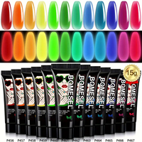 Gel Poly Luminescent OEM Marque Privée 12 Couleurs UV Néon pour Extension d'Ongles 15g Vente en Gros Très Demandé Longue Durée