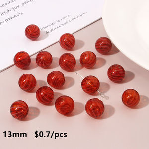 צבעוני חלול זכוכית מוראנו חרוזים 13mm - Product Image 3