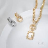 Connecteur universel plaqué or 14K incrusté de zircon, double anneau, polyvalent pour cordons, chaînes, DIY, anneau fendu, pendentif détachable