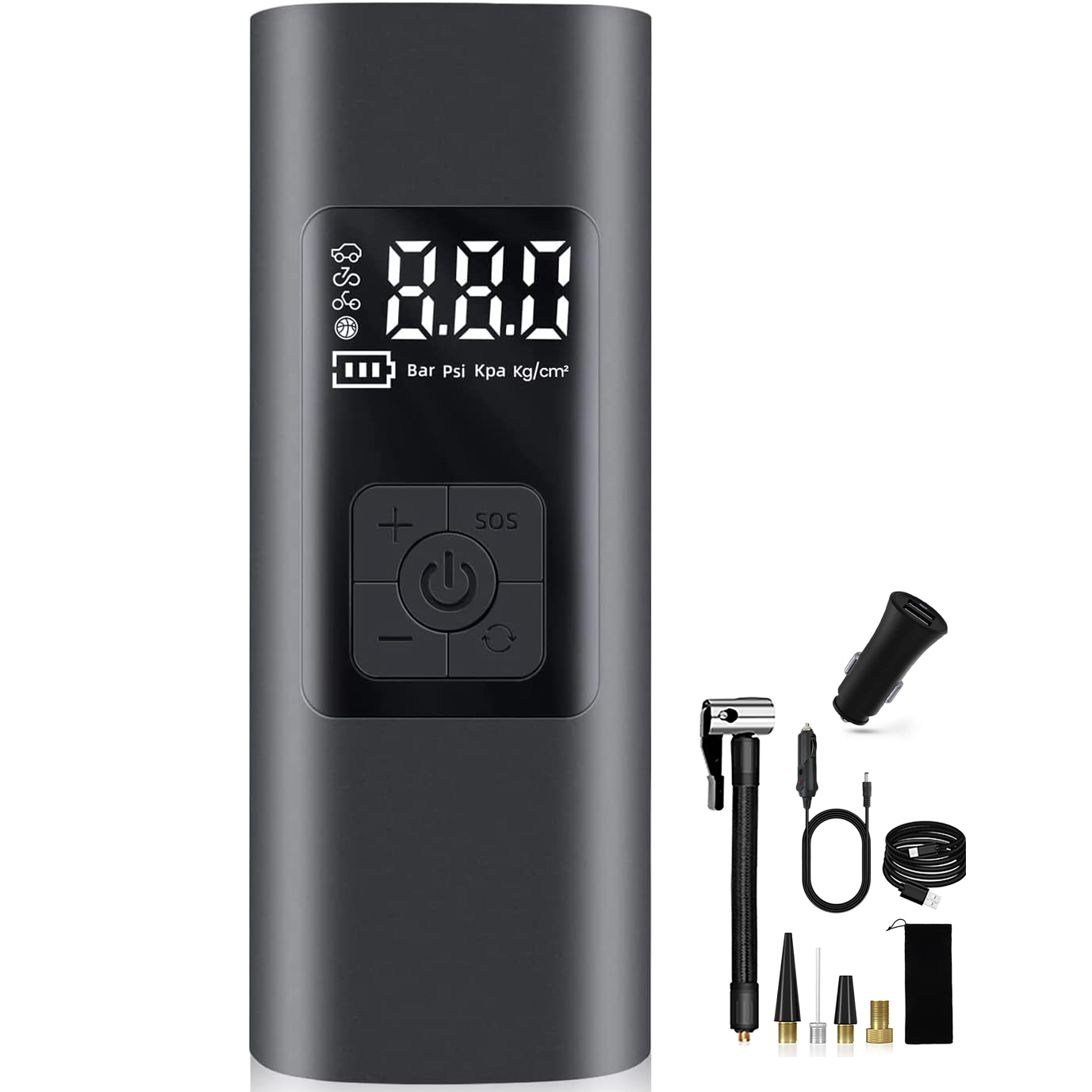 2021 Новый SOS велосипедный мяч шина мини цифровой светодиодный 12 В постоянного тока портативный перезаряжаемый беспроводной электрический автомобильный воздушный насос с фонариком