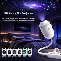 Projecteur USB Galaxie Veilleuse Étoilée Romantique LED ABS pour Voiture, Chambre, Mini Lampe de Projection Murale et Plafond, Contrôle Tactile